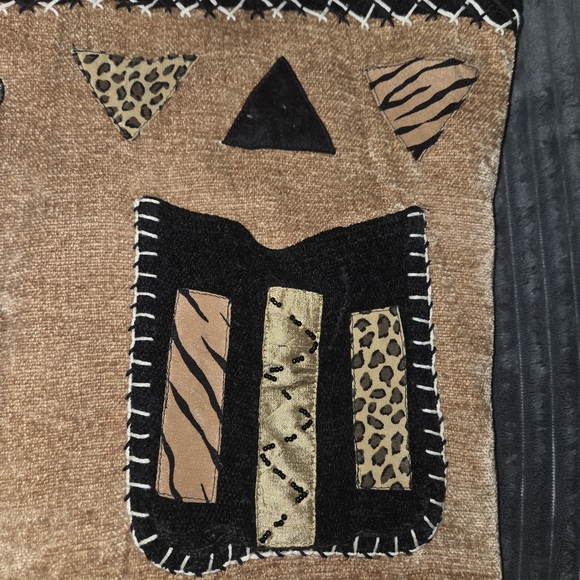 Yak Magic Cardigan Jacket Size Medium Button Up Black Brown Animal Print Beaded - Picture 4 of 13